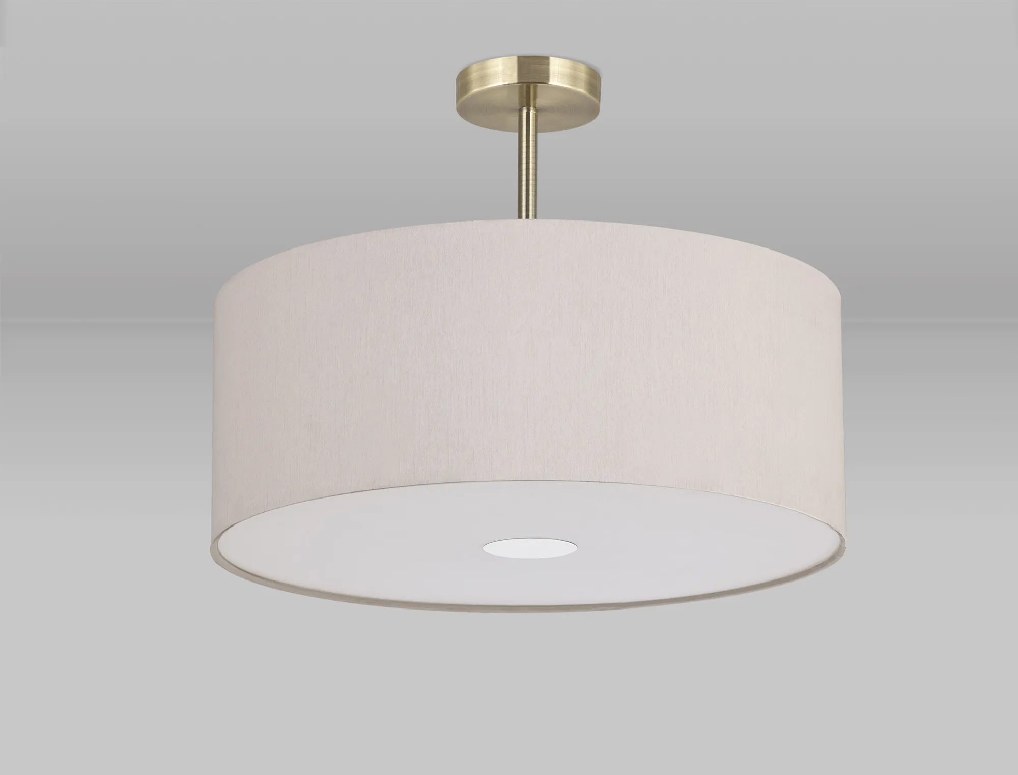Baymont 50cm Semi Flush 3 Light Antique Brass, Nude Beige/Moonlight, Frosted Diffuser DK0382  Deco Baymont AB NU